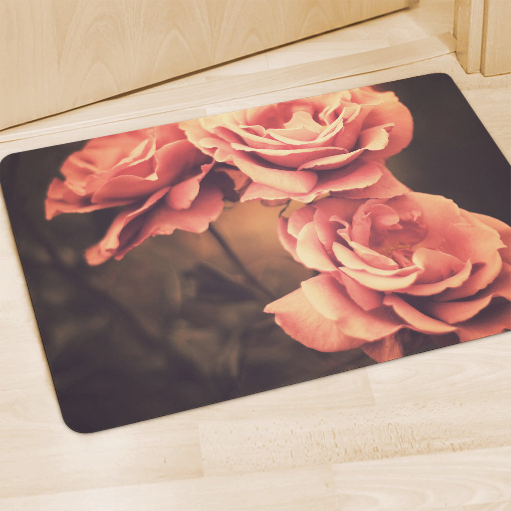 Vintage Rose Print Polyester Doormat