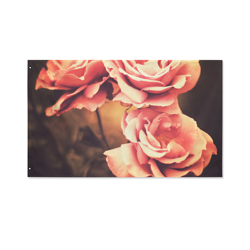 Vintage Rose Print Polyester Flag
