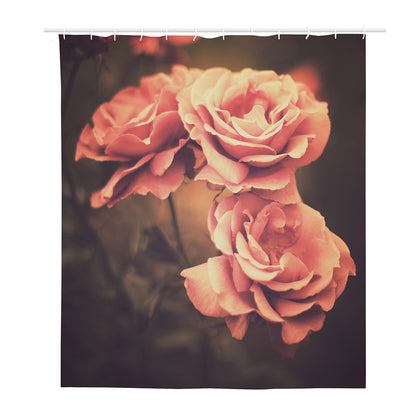 Vintage Rose Print Polyester Shower Curtain