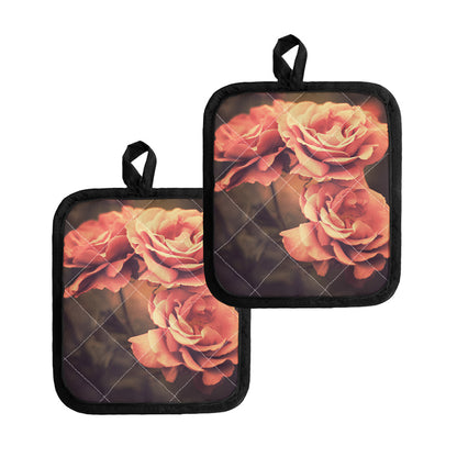Vintage Rose Print Pot Holders