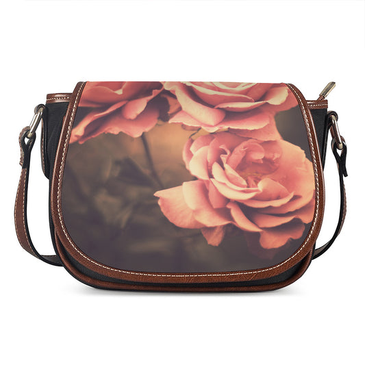 Vintage Rose Print Saddle Bag