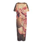Vintage Rose Print Short Sleeve Long Nightdress
