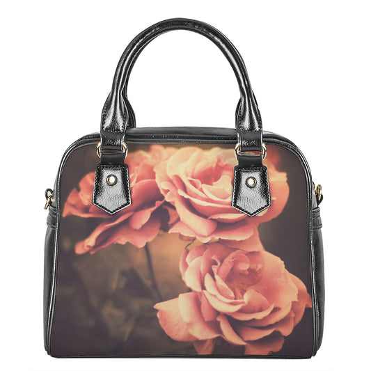 Vintage Rose Print Shoulder Handbag