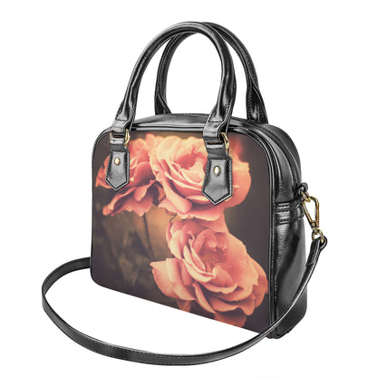Vintage Rose Print Shoulder Handbag