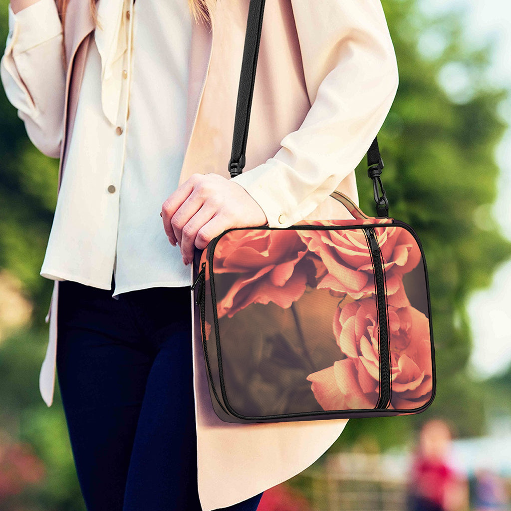 Vintage Rose Print Shoulder Strap Bible Bag