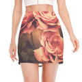 Vintage Rose Print Side Slit Mini Skirt