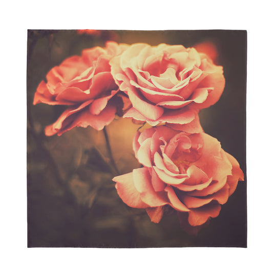 Vintage Rose Print Silk Bandana