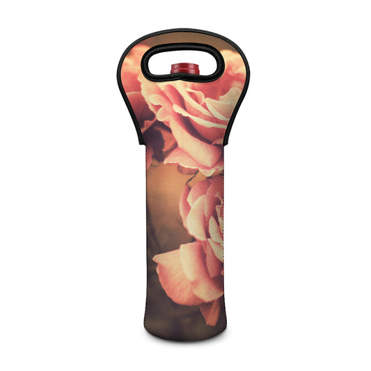 Vintage Rose Print Single Neoprene Wine Tote