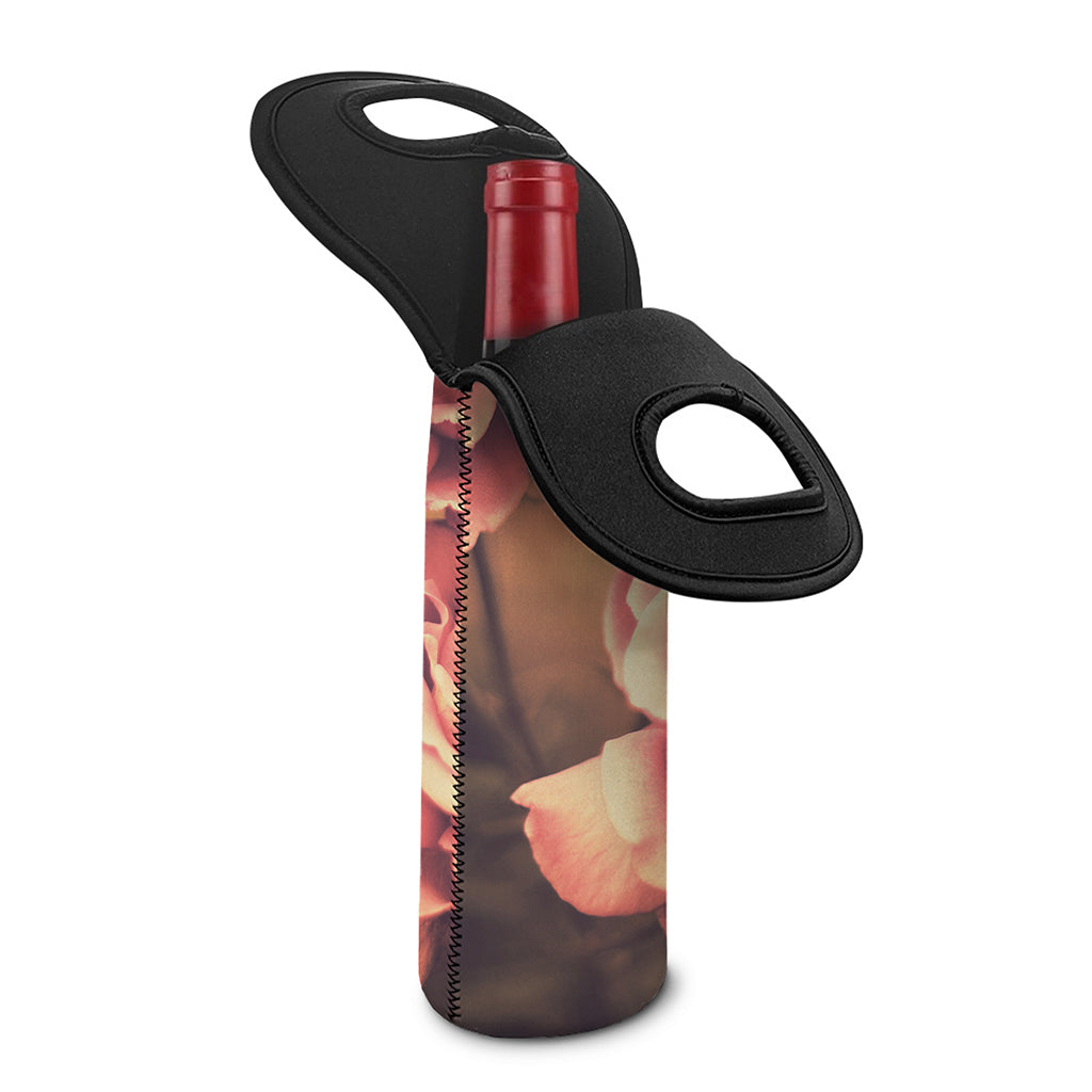 Vintage Rose Print Single Neoprene Wine Tote