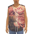 Vintage Rose Print Sleeveless Baseball Jersey