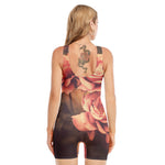 Vintage Rose Print Sleeveless One Piece Swimsuit