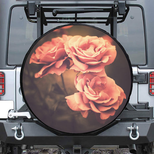 Vintage Rose Print Tire Cover