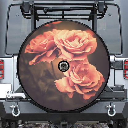 Vintage Rose Print Tire Cover With Camera Hole