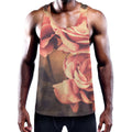 Vintage Rose Print Men's Workout Tank Top