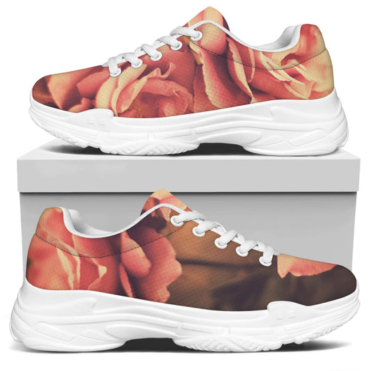 Vintage Rose Print White Chunky Shoes