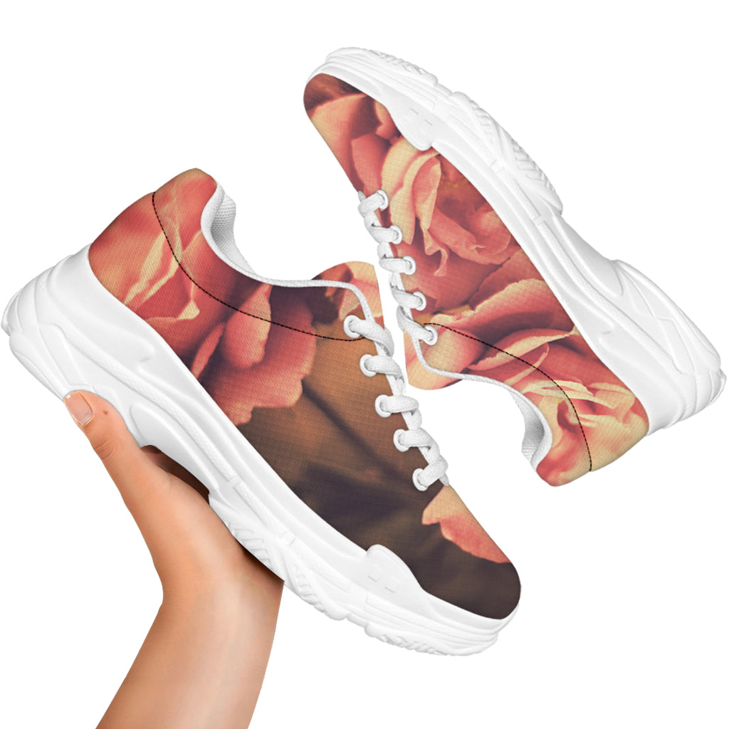 Vintage Rose Print White Chunky Shoes