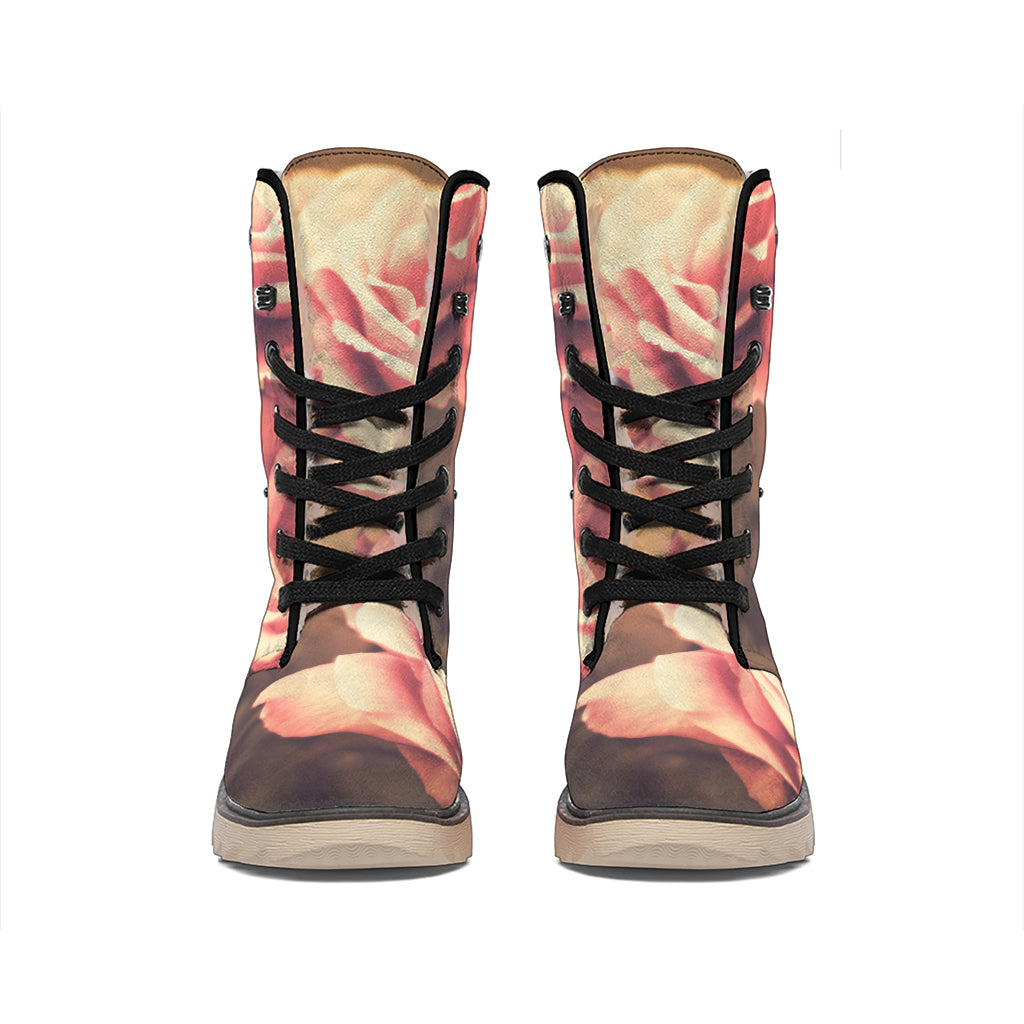 Vintage Rose Print Winter Boots