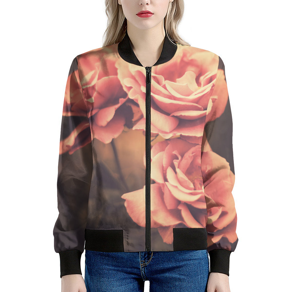 Vintage Rose Print Women's Bomber Jacket
