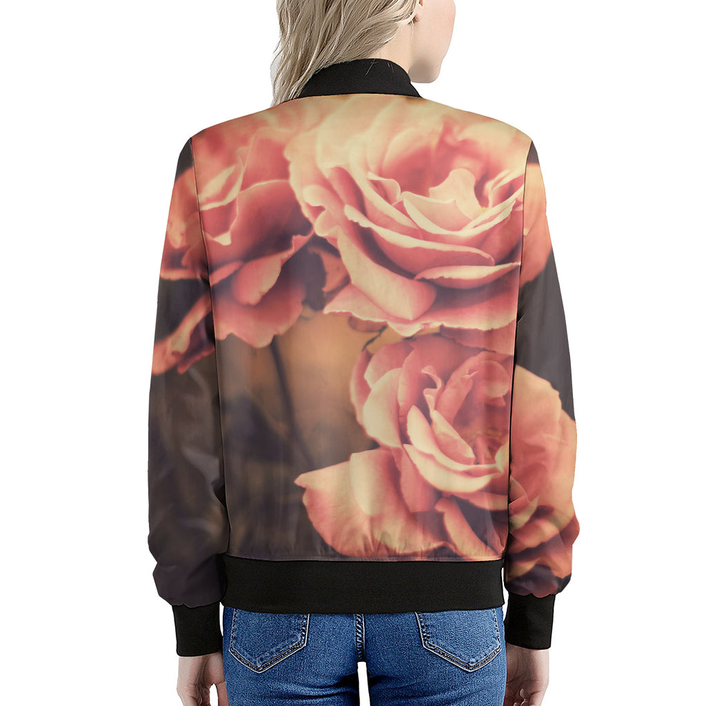 Vintage Rose Print Women's Bomber Jacket
