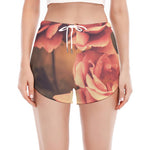 Vintage Rose Print Women's Split Running Shorts