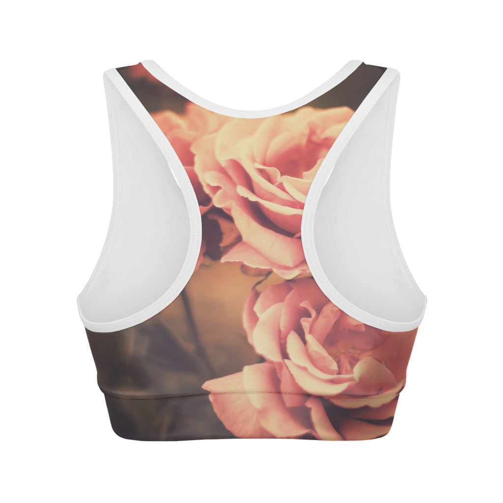 Vintage Rose Print Women's Sports Bra