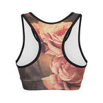 Vintage Rose Print Women's Sports Bra