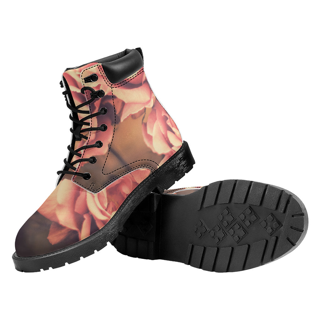 Vintage Rose Print Work Boots