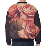 Vintage Rose Print Zip Sleeve Bomber Jacket