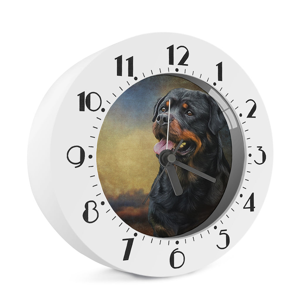 Vintage Rottweiler Portrait Print Alarm Clock