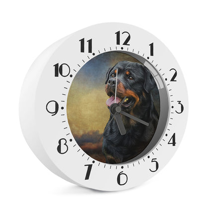 Vintage Rottweiler Portrait Print Alarm Clock