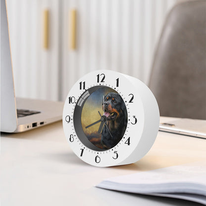 Vintage Rottweiler Portrait Print Alarm Clock