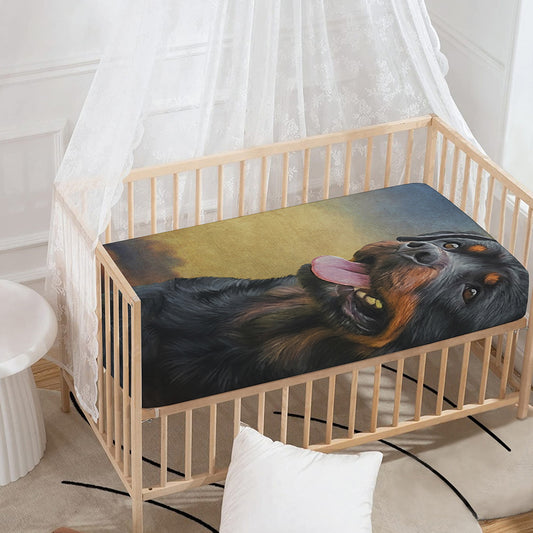 Vintage Rottweiler Portrait Print Baby Crib Sheet