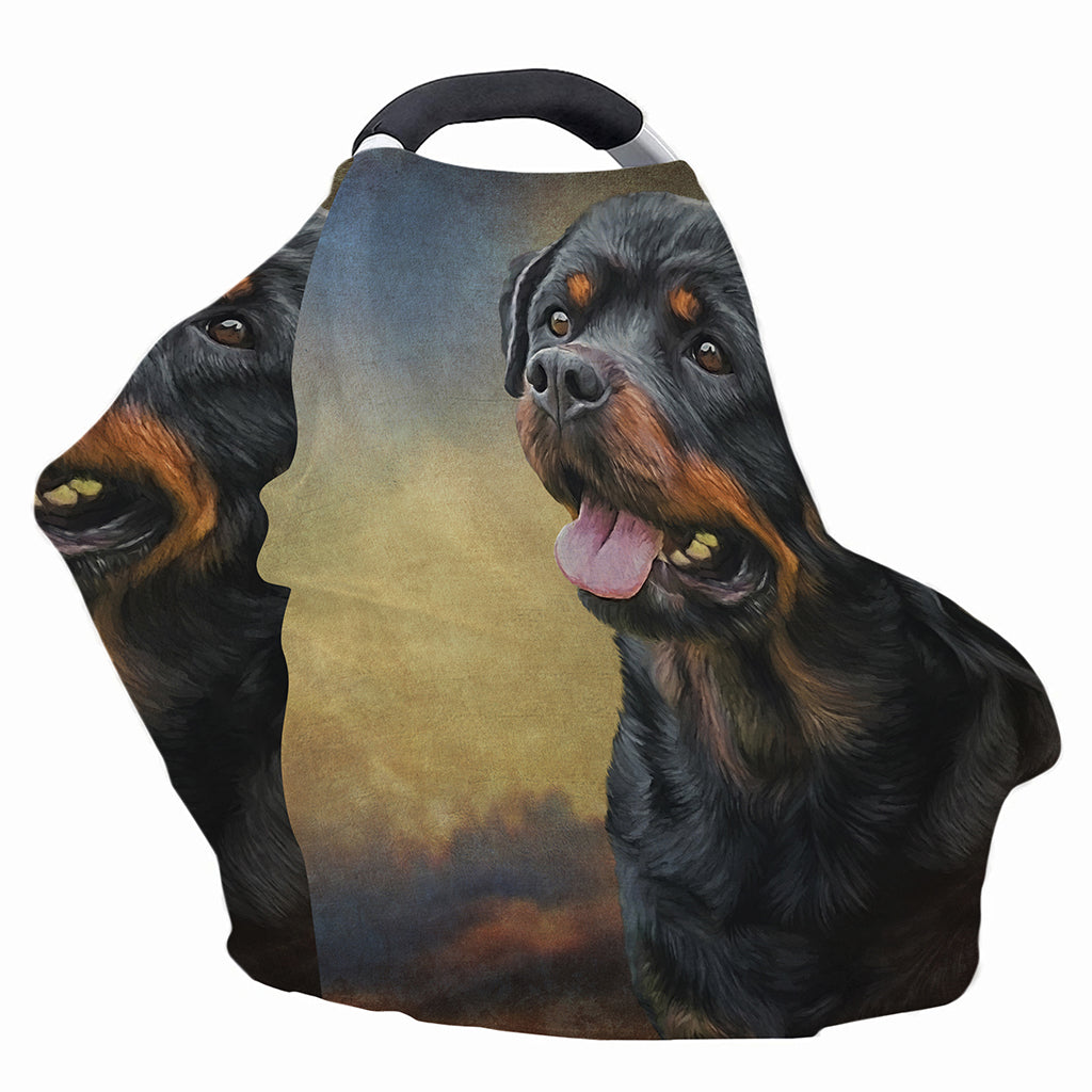 Vintage Rottweiler Portrait Print Baby Seat Cover