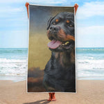 Vintage Rottweiler Portrait Print Beach Towel