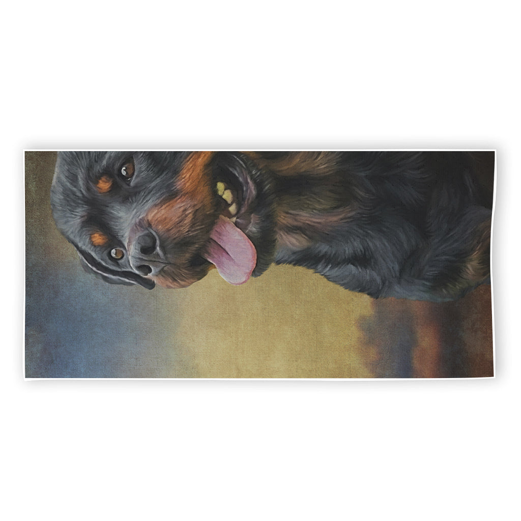 Vintage Rottweiler Portrait Print Beach Towel