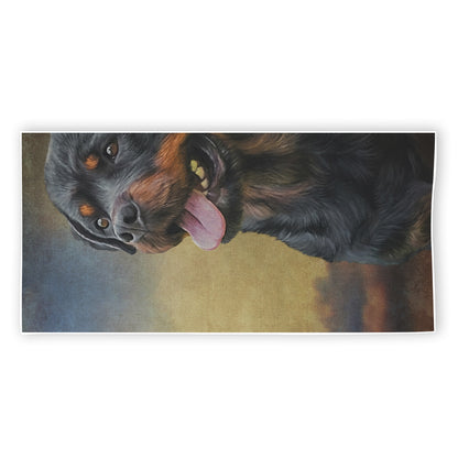 Vintage Rottweiler Portrait Print Beach Towel