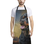 Vintage Rottweiler Portrait Print Bib Apron With Pocket