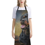Vintage Rottweiler Portrait Print Bib Apron With Pocket