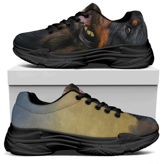 Vintage Rottweiler Portrait Print Black Chunky Shoes