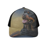 Vintage Rottweiler Portrait Print Black Mesh Trucker Cap