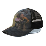 Vintage Rottweiler Portrait Print Black Mesh Trucker Cap