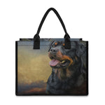 Vintage Rottweiler Portrait Print Canvas Tote Bag