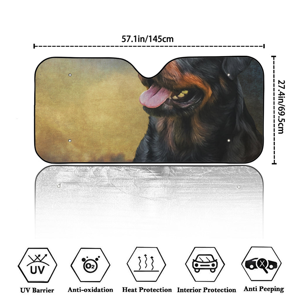 Vintage Rottweiler Portrait Print Car Windshield Sun Shade