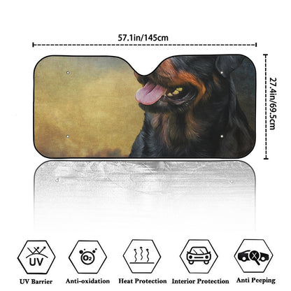 Vintage Rottweiler Portrait Print Car Windshield Sun Shade