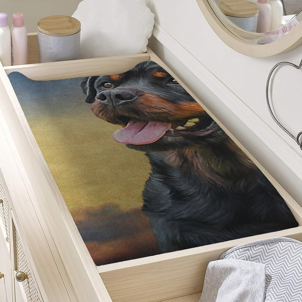 Vintage Rottweiler Portrait Print Changing Pad Cover