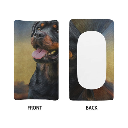 Vintage Rottweiler Portrait Print Changing Pad Cover