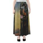 Vintage Rottweiler Portrait Print Chiffon Maxi Skirt