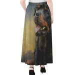 Vintage Rottweiler Portrait Print Chiffon Maxi Skirt