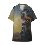 Vintage Rottweiler Portrait Print Cotton Hawaiian Shirt
