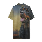 Vintage Rottweiler Portrait Print Cotton Hawaiian Shirt